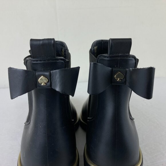 Kate Spade Womens Sz 8 Sedgewick Chelsea Rain Booties Black Outdoor Block Heel - Picture 7 of 10